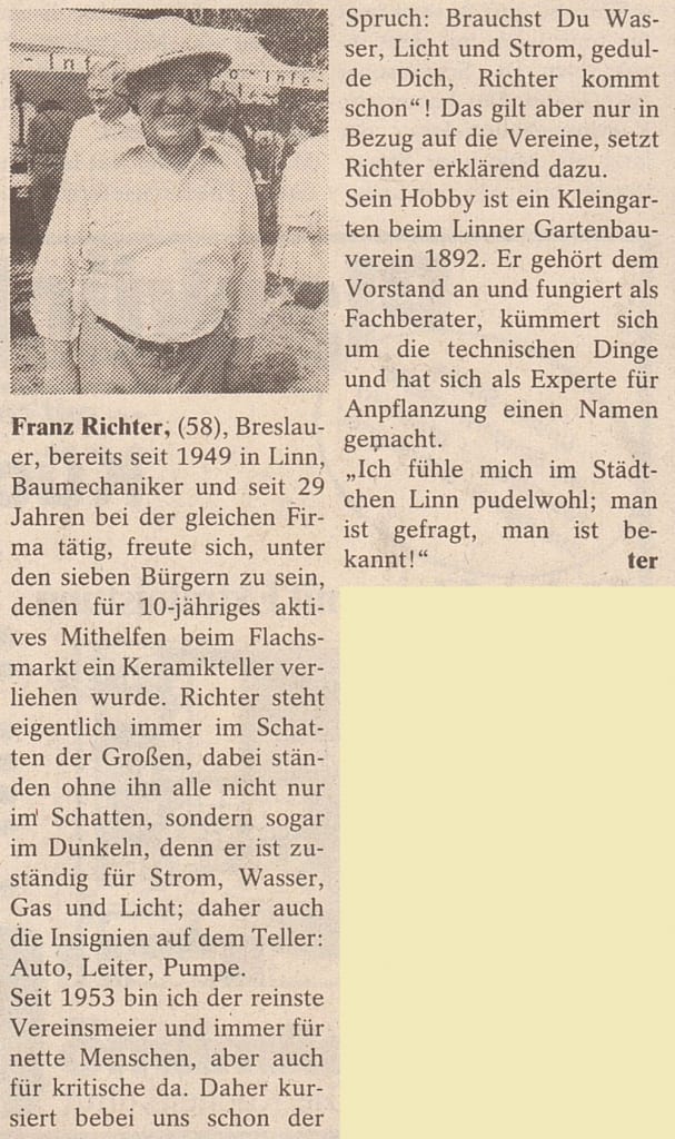 Flachsmarkt rund um Burg Linn